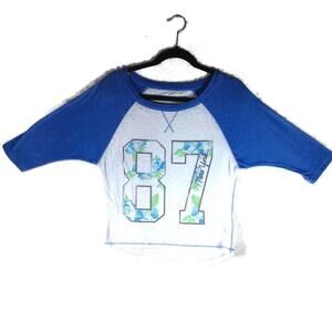 Aeropostale Baseball Tee XSmall Women Shirt  87 Blue